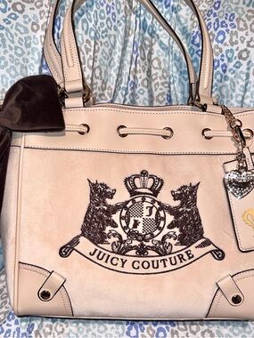 New Brown Tan Juicy Couture Purse Daydreamer Tote Bag Scottie Dog Velour Handbag